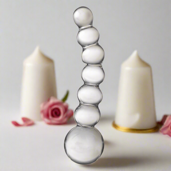 Glas 5" Curved Glass Beaded Dildo