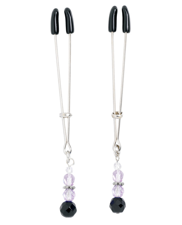 Spartacus Adjustable Tweezer Nipple Clamps W-purple Beads