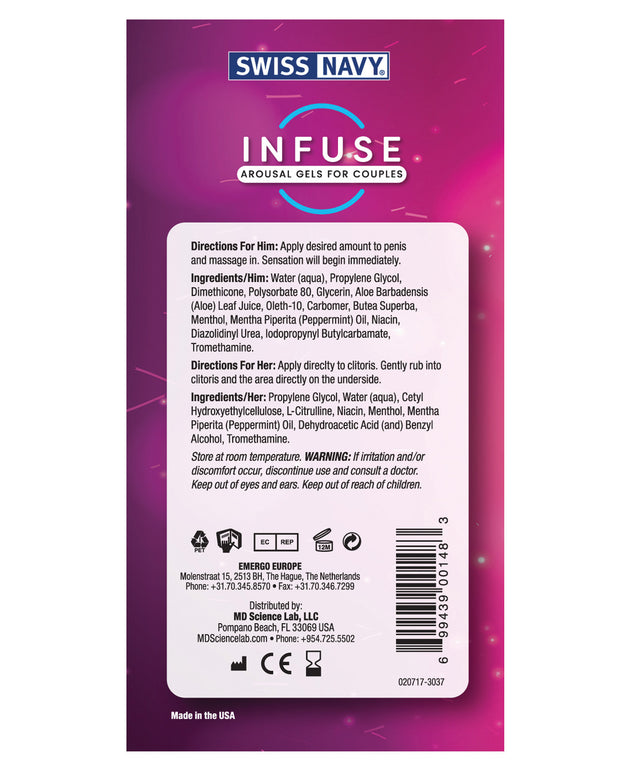 Swiss Navy Infuse Arousal Gels For Couples