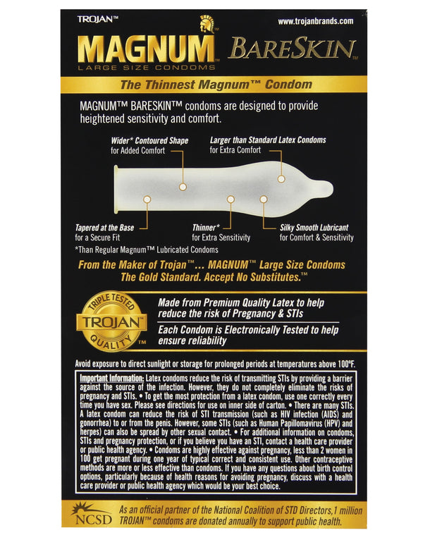 Trojan Magnum Bareskin Condoms - Box Of 10