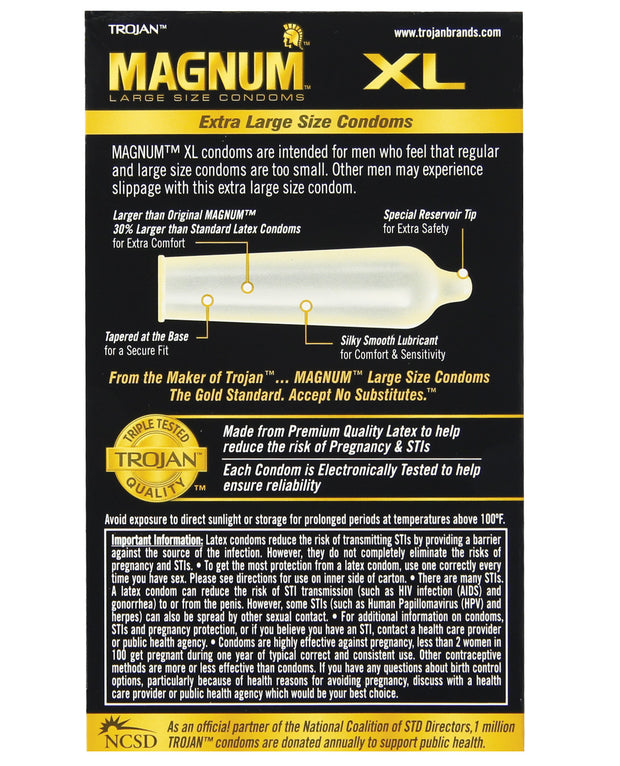 Trojan Magnum Xl Lubricated Condom - Box Of 12