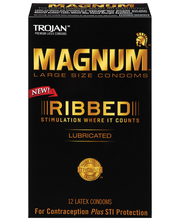 Trojan Magnum Ribbed Condoms - Box Of 12