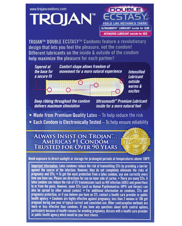 Trojan Double Ecstasy Condoms - Box Of 10