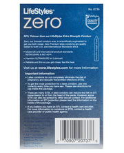 Lifestyles Zero Extra Lubricated Condoms - Pack Of 12