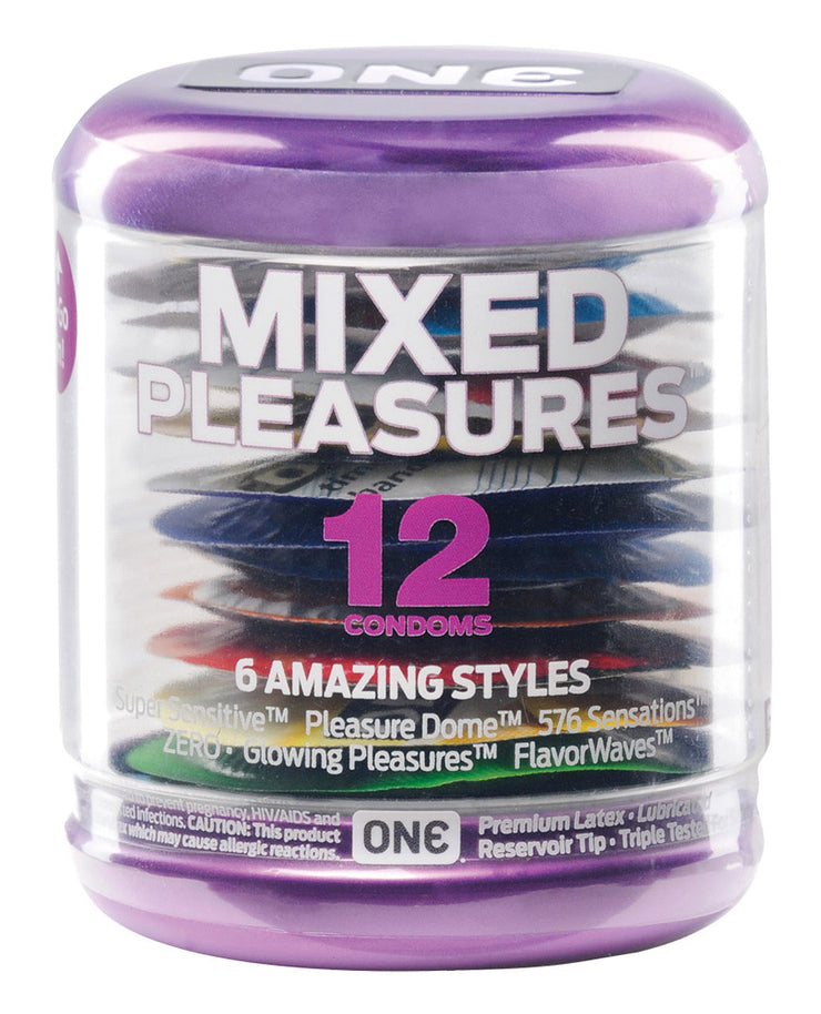 One Mixed Pleasures Condoms - Jar Of 12