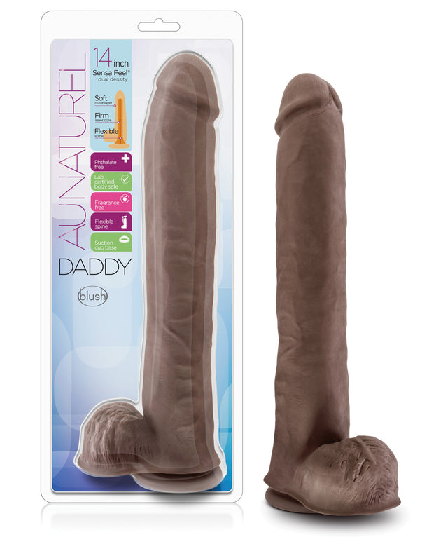 Blush Au Naturel Daddy 14" Sensa Feel Dual Density Dong W-suction Cup - Chocolate