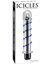 Icicles No. 20 Hand Blown Glass Vibrator Waterproof - Clear W-blue Swirls