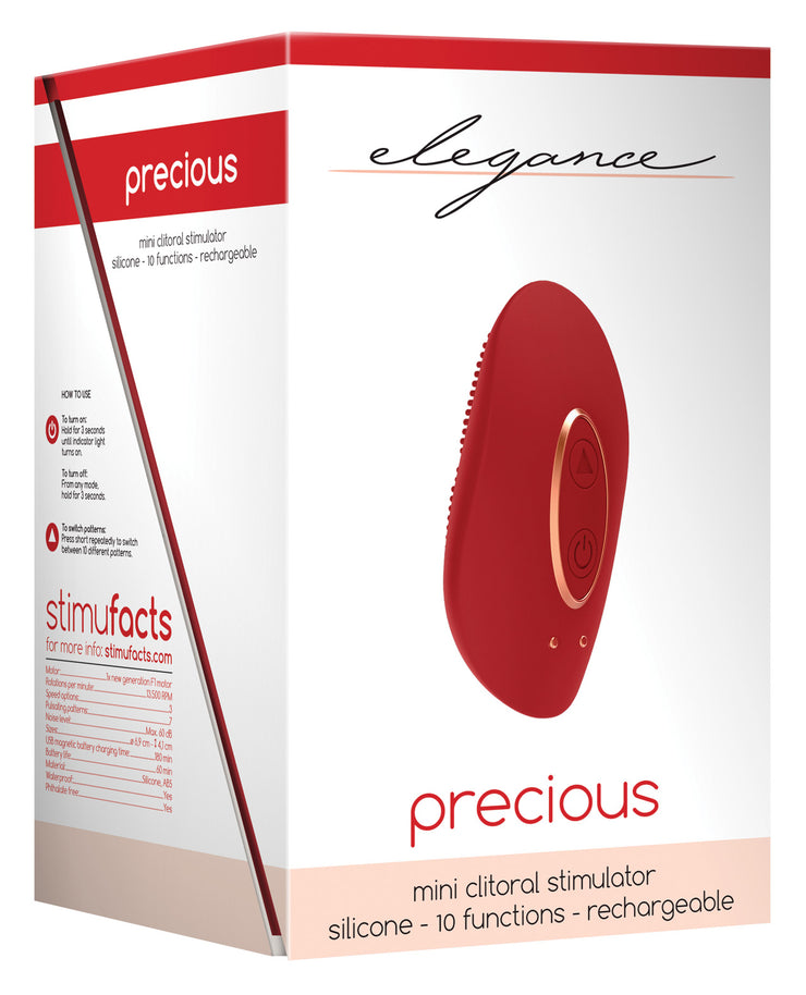 Shots Elegance Precious Mini Rechargeable Clitoral Stimulator - 10 Function Red