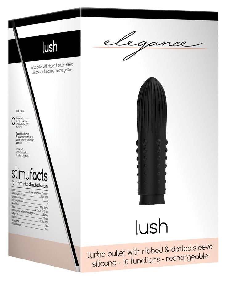 Shots Elegance Lush Rechargeable Bullet - 10 Funtion Black