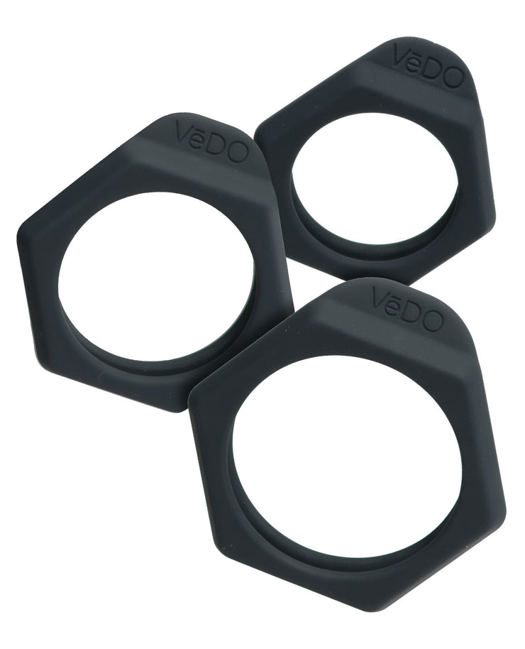 Vedo Bolt C Ring Set - Just Black Pack Of 3